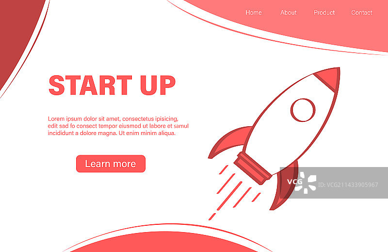 带有飞行火箭的企业创业banner模板图片素材