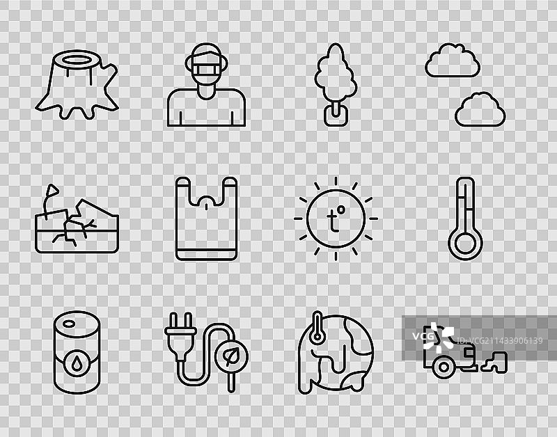 油桶汽车尾气树木电力线条设计图片素材