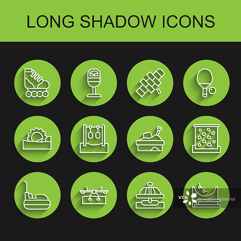 线条集：碰碰车、跷跷板、溜冰鞋图片素材