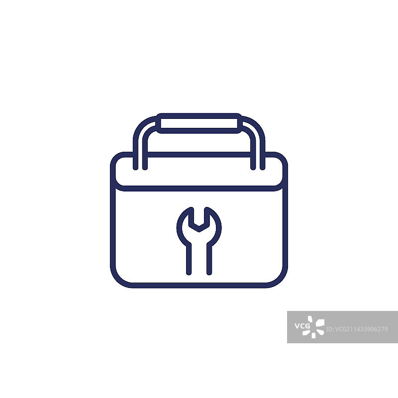 白色背景上的工具箱线性图标图片素材