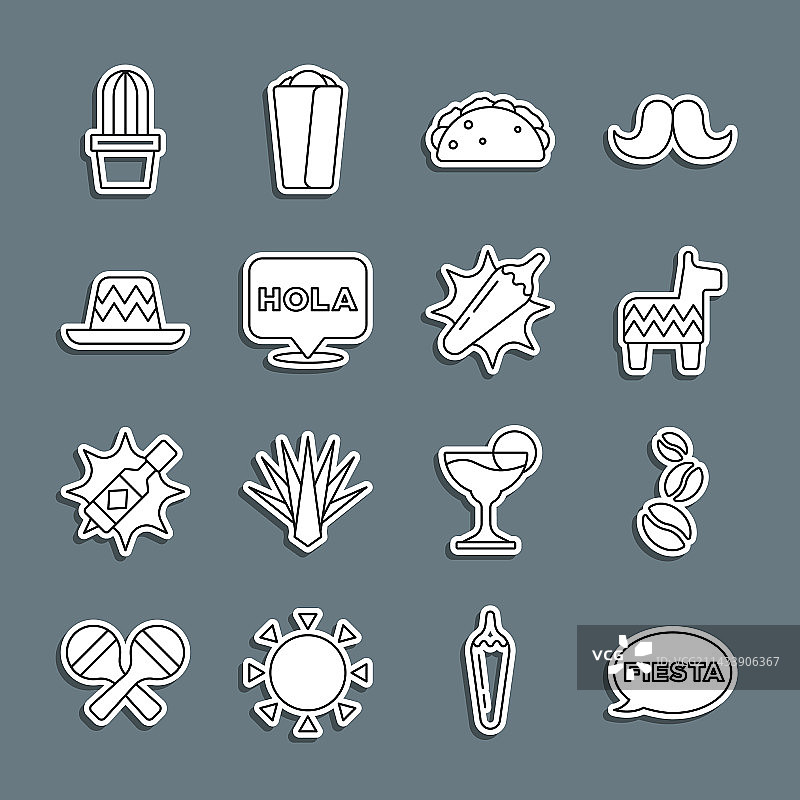 节日咖啡豆、皮纳塔和墨西哥卷饼图片素材