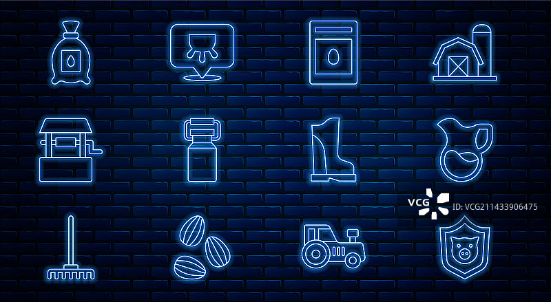 带猪罐玻璃牛奶包的盾牌线条图片素材