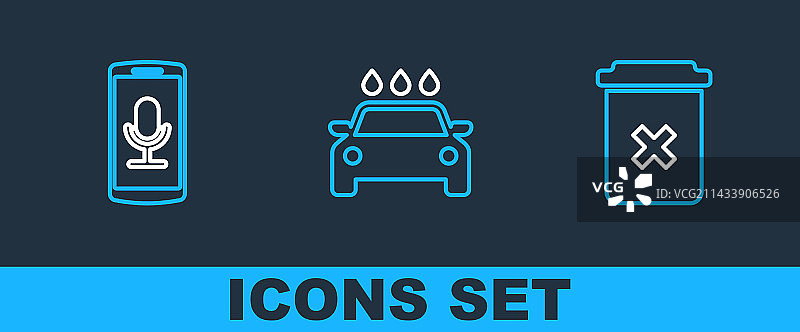 移动录音洗车垃圾桶线条图标图片素材