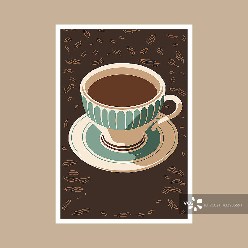 扁平风格咖啡杯艺术海报图片素材
