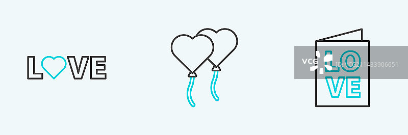 情人节派对宣传单，爱心文字套装图片素材