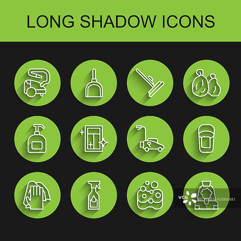 清洁服务喷雾瓶真空吸尘器线条设计图片素材