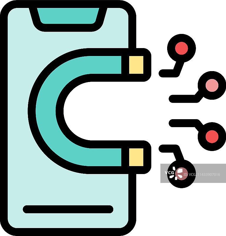 手机磁铁营销图标（扁平风格）图片素材