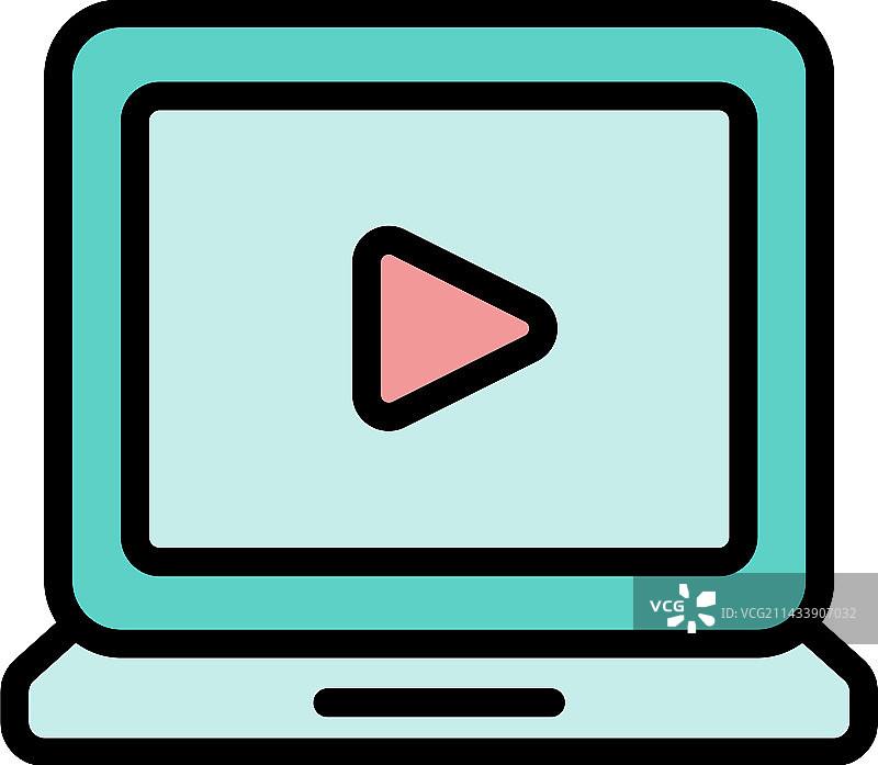 笔记本电脑视频营销图标扁平风格图片素材