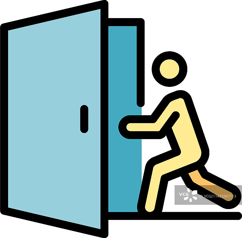 男人寻找疏散门图标图片素材