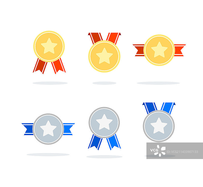 卡通彩色简约风奖励图标合集图片素材