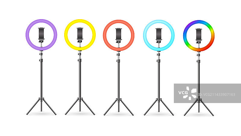 逼真细腻的3D LED环形灯套装图片素材