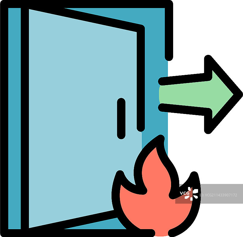 火灾疏散图标（扁平风格）图片素材