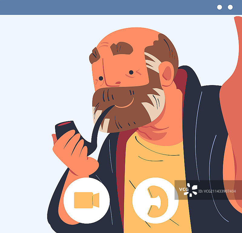 快乐的中年男人博主吸烟斗图片素材