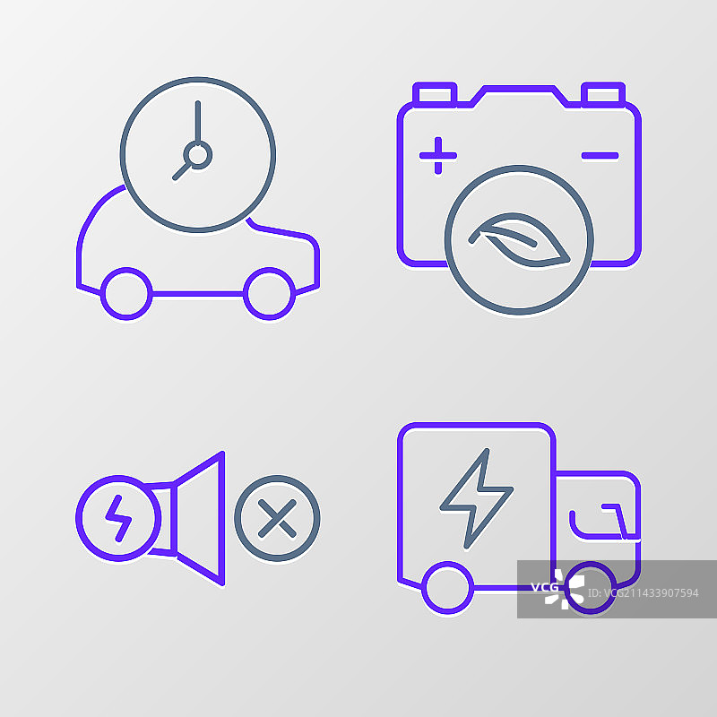 电动卡车电机和环保图标合集图片素材