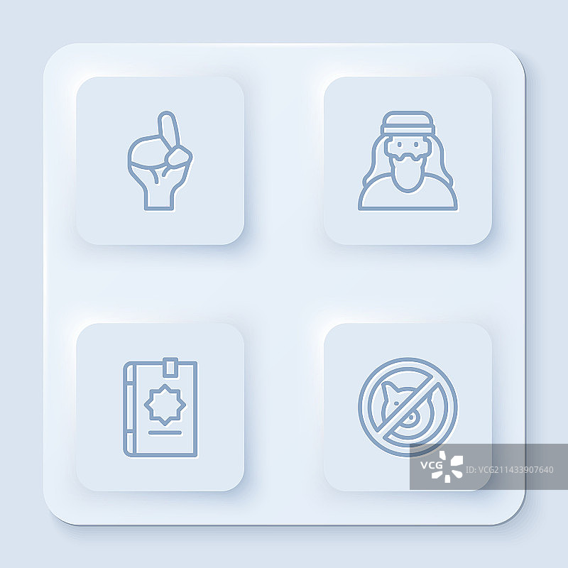 双手祈祷姿势线条与穆斯林男人图片素材