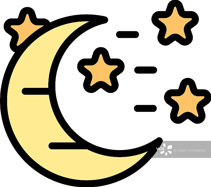 月亮星星扁平图标图片素材