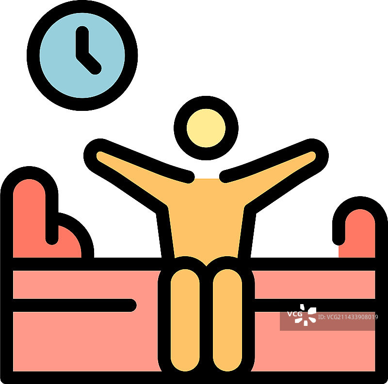 男人醒来图标（扁平风格）图片素材