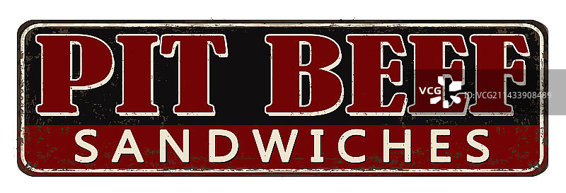 牛肉三明治复古铁锈金属标牌图片素材