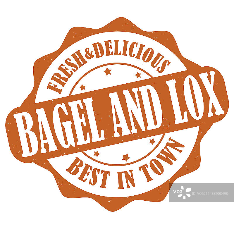 百吉饼和烟熏鲑鱼标签或印章图片素材