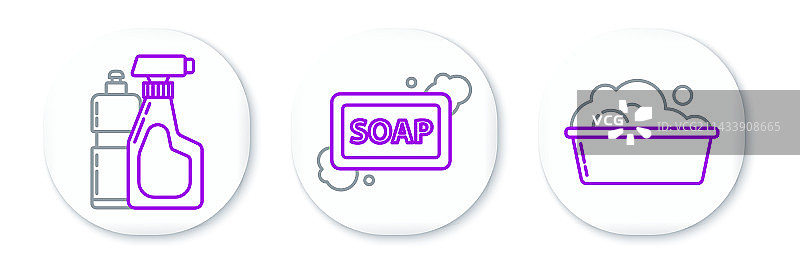 塑料盆肥皂泡瓶子线条图片素材