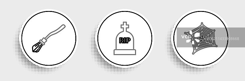 蜘蛛网、女巫扫帚和墓碑图案图片素材