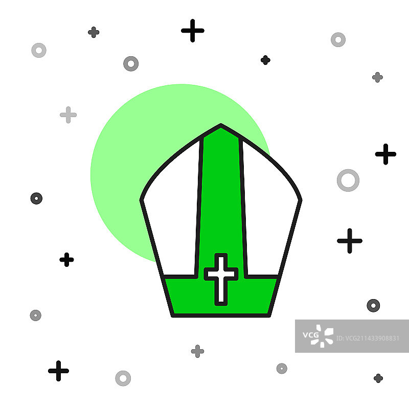 白色背景上的教皇帽轮廓图标图片素材