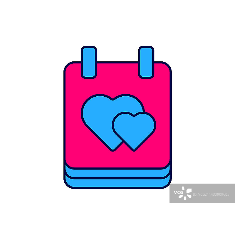 带爱心的日历轮廓图标图片素材