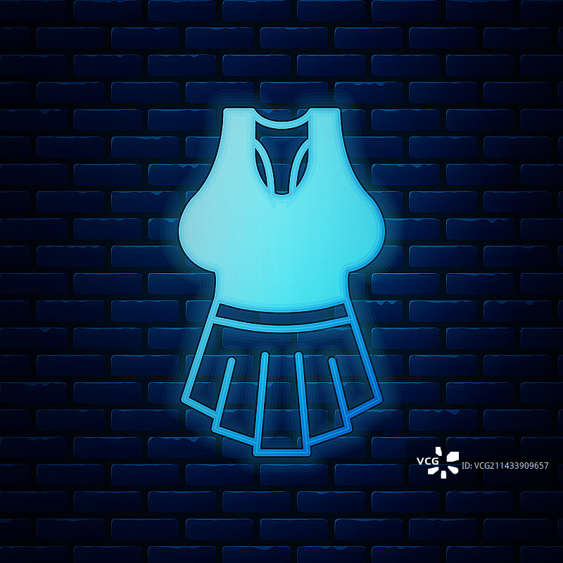 发光霓虹灯内衣图标，砖墙背景图片素材