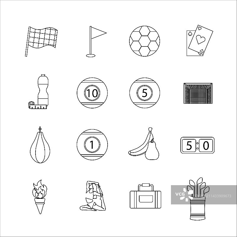 体育运动细线条图标合集图片素材