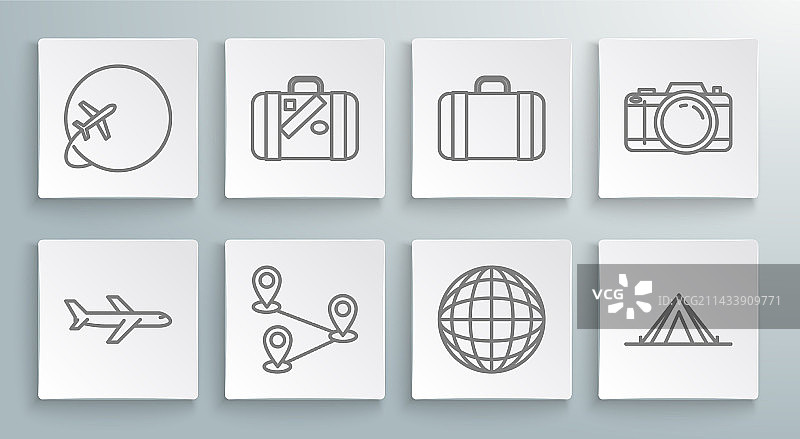 旅行箱贴纸线条组合图片素材