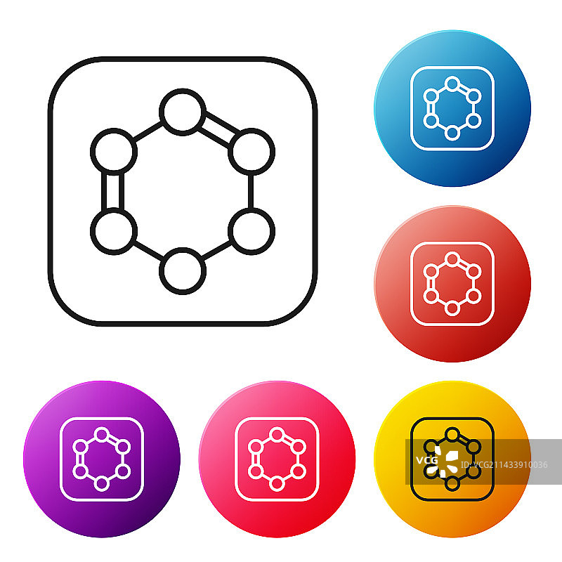 由苯组成的化学式黑线图标图片素材