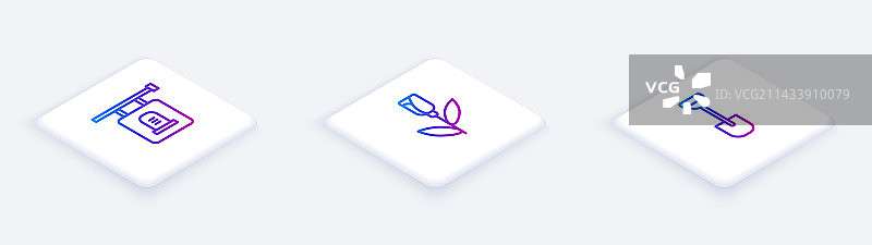 2.5D等距线条标牌墓碑花图片素材