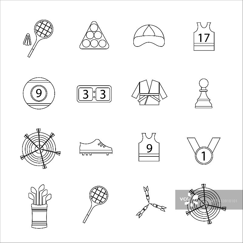 体育运动细线条图标合集图片素材