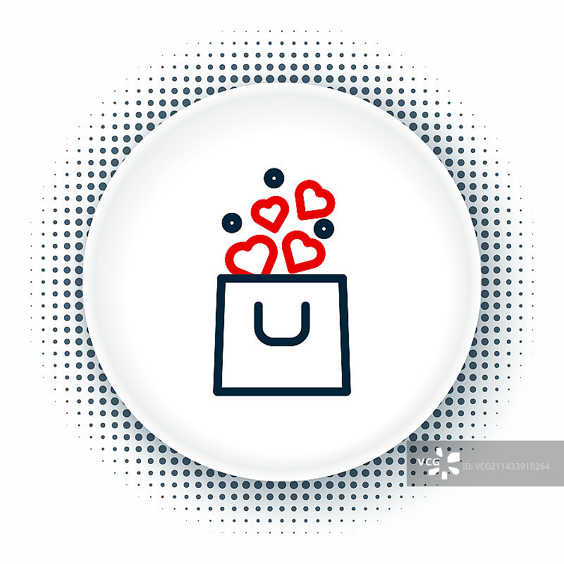 线条购物袋与心形图标隔离图片素材