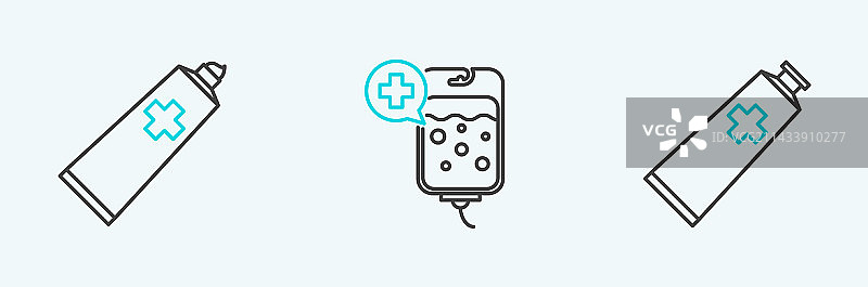 软膏霜管药物和静脉输液袋图片素材