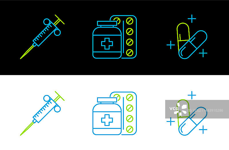 药品药丸或药片、注射器图标图片素材