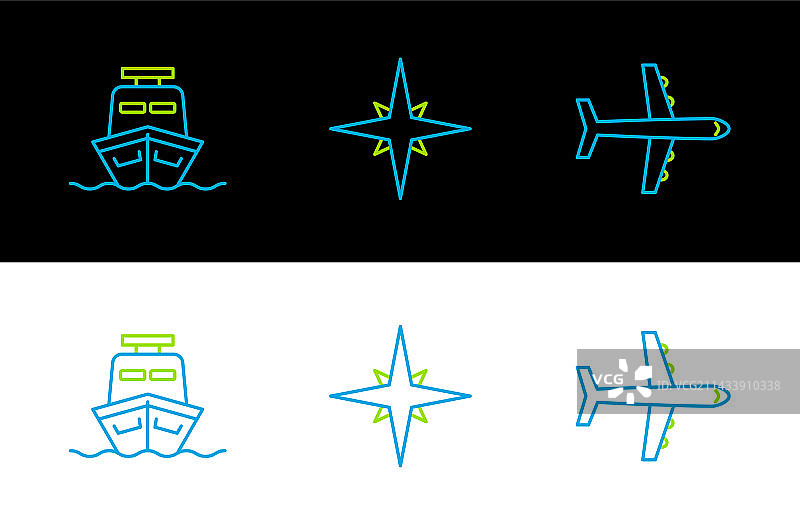 飞机、轮船和风向标图片素材