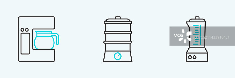 线条风格搅拌机咖啡机玻璃壶图片素材