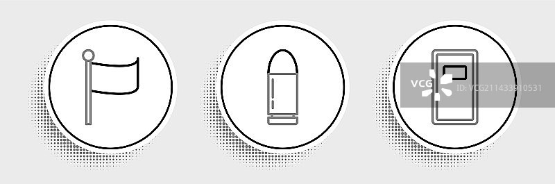 警察防暴盾牌、旗帜、子弹图标组合图片素材