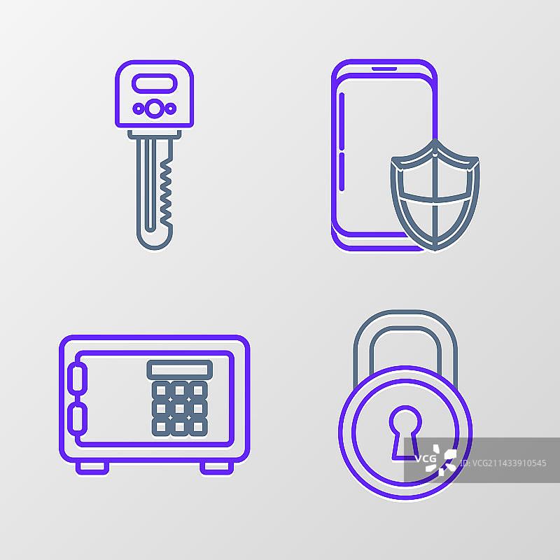 安全智能手机线条设置图片素材