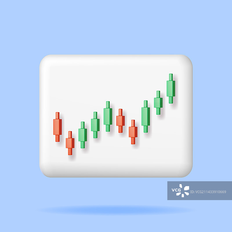 3D增长股票图 isolated图片素材