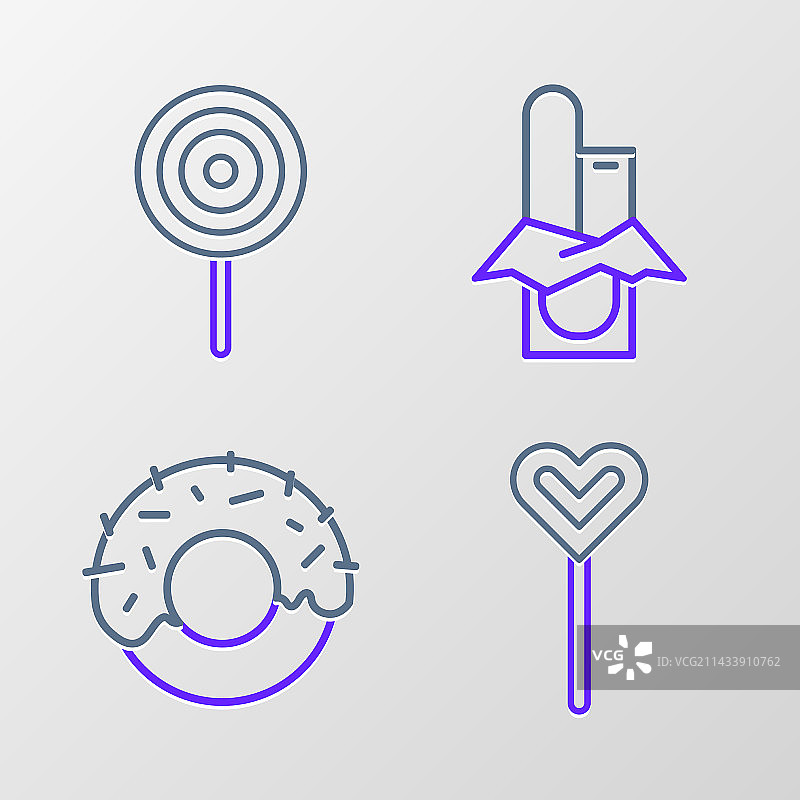 棒棒糖甜甜圈巧克力棒图标图片素材