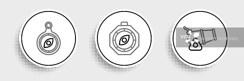 火炮指南针线条图标图片素材
