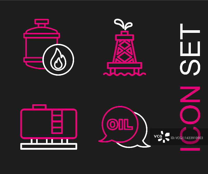 石油文字、油罐和石油钻井平台图片素材