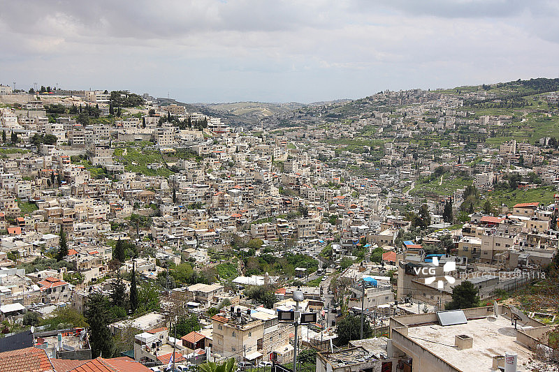 以色列耶路撒冷城墙上远眺图片素材