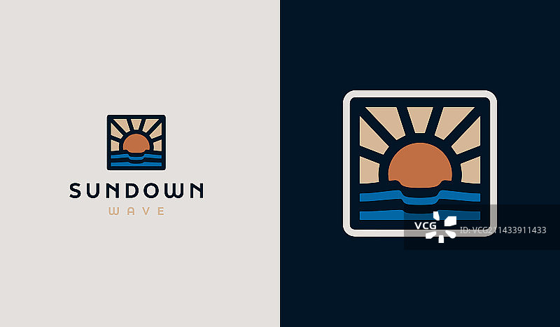 通用创意日落阳光海浪Logo模板图片素材