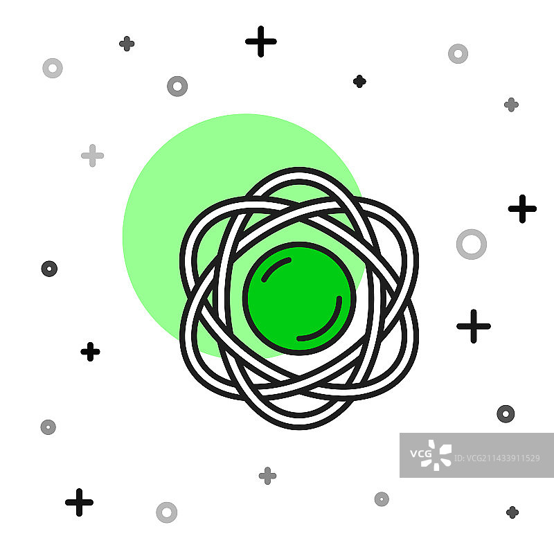 白色背景上的填充式原子轮廓图标图片素材