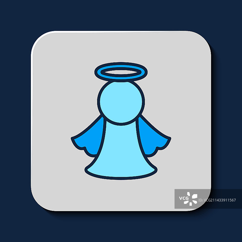 蓝色背景上的天使图标轮廓填充图片素材