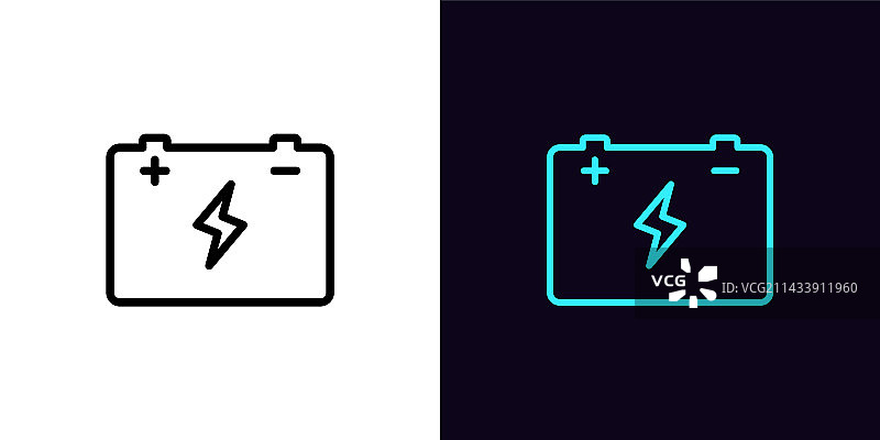 带可编辑描边的汽车蓄电池轮廓图标图片素材