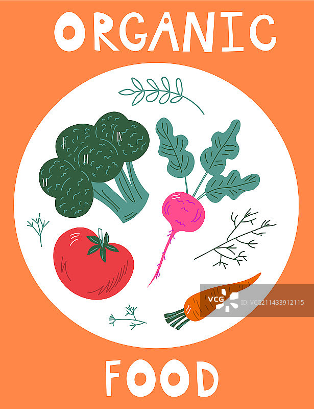 手绘有机蔬菜banner文本图片素材